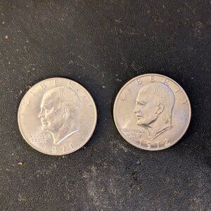 Two Eisenhower Silver Dollars